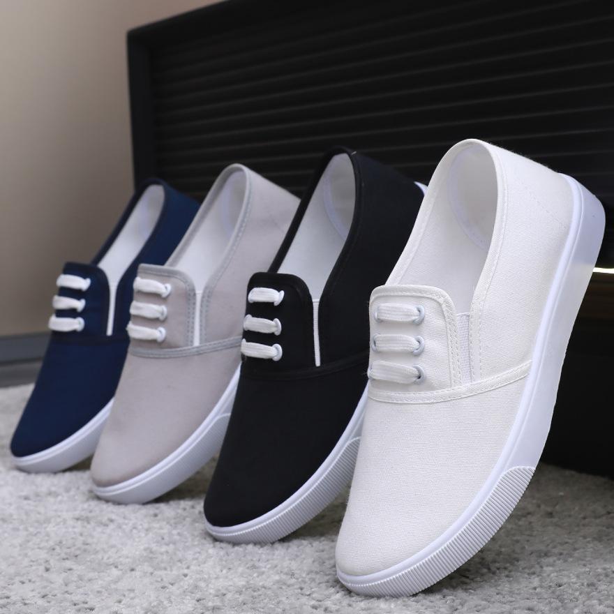 Damen Low-Top Canvas Schuhe Frühling Vielseitige Freizeitschuhe Ein-Pedal Lazy Shoes Überschuhe Studenten Stoffschuhe