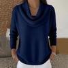 Women's Casual And Fashionable Round Neck Long Sleeved Knitted Color Top Sweater