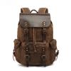 Sacs à dos pour hommes et femmes Sac d'épaule de voyage rétro Sac de voyage pour ordinateur Toile cirée avec sac en cuir Crazy Horse