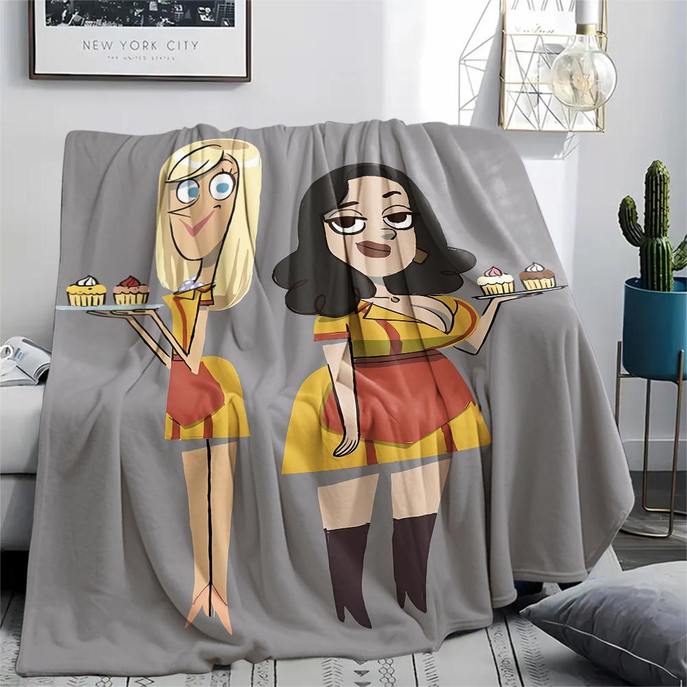 1 Stück 2 Broke Girls Amerikanische Sitcom Print Flanelldecke, Hohe Qualität für alle Jahreszeiten, Heimdekoration, Wärme und Komfort, Perfekt für Weihnachtsgeschenke