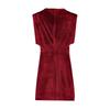 Golden Velvet Sleeveless Mini Dress with Shoulder Pads, Sexy Slim-Fit, High-Waisted Design.