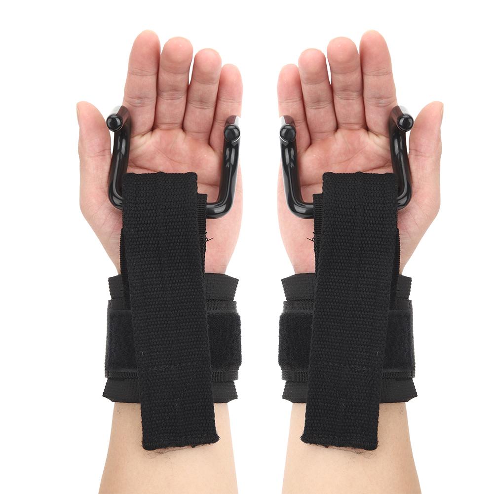 1Pair Workout Wrist Hooks Lifting Pull Up Strap Hooks Weightlifting Non Slip Grips Wristband Power Training