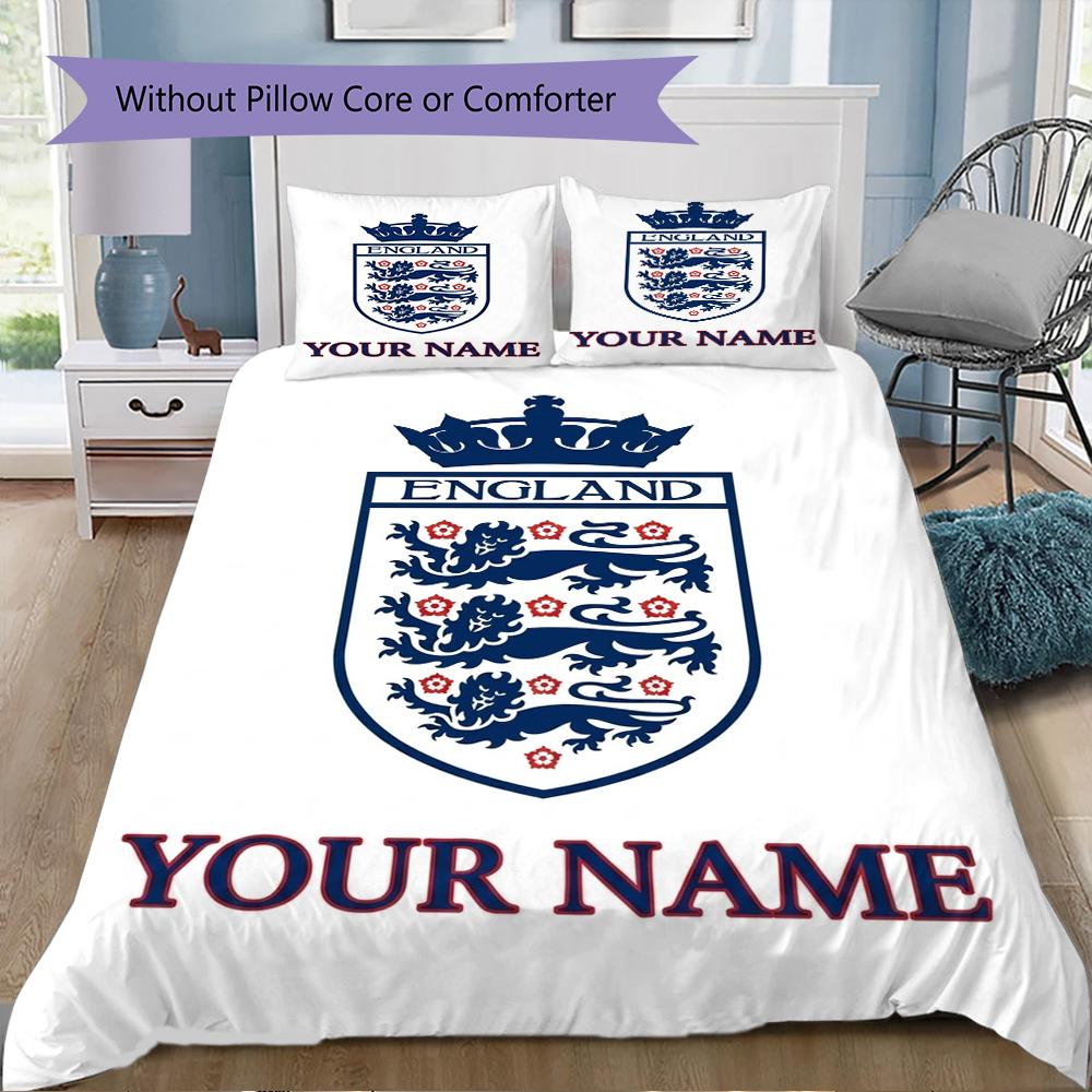 Benutzerdefinierter Name England Nationalmuster Bettwäsche, Steppbett Set Bettbezug Kissenbezug Heim Geburtstagsgeschenk(1 Bettbezug + 2 Kissenbezüge, ohne Füllung)_lx