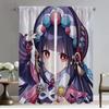 Genshin Impact Kitchen Curtains for Living Room Halloween Decoration Partition Tulle for Bedroom Anti-mosquito Curtains 2 Pieces
