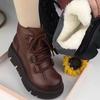 Women's Large Size Padded Thickened Winter Warm Fur One Snow Boots Padded Lining Ankle Boots Non-slip Hiking Sports Martin Boots
