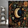 Moon Planet Floral Star Shower Curtain, Bathroom Decorative Shower Curtain, Waterproof Shower Curtain with Hooks