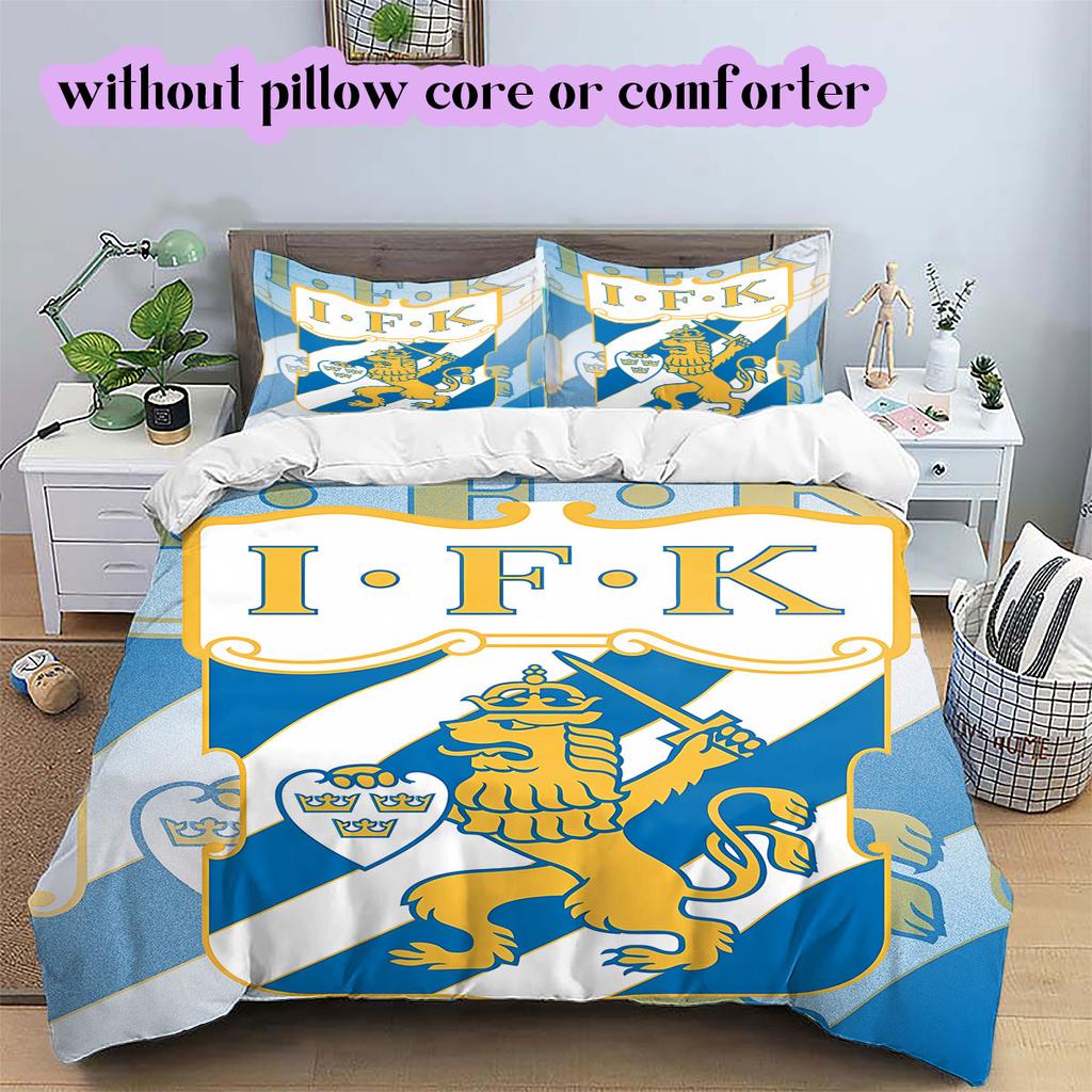 IFK Göteborg Football Pattern Bedding,Quilt Set Quilt Cover Pillowcase Home Birthday Gift (1*duvet Cover+2*pillowcase,without Core)