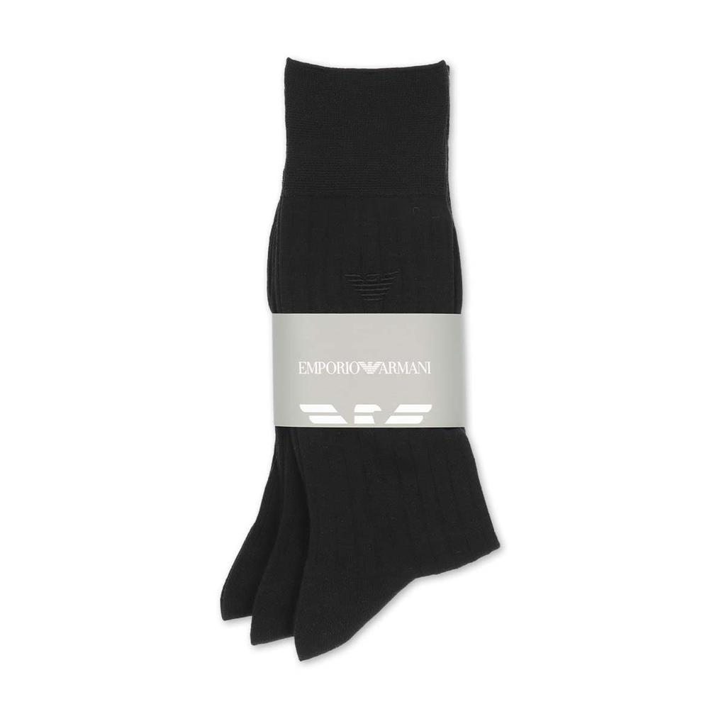 [Emporio Armani] 3-Pair Set Emporio Armani Business Eagle Logo Crew Socks for Men 92312722 (JP, Numbered Sizes, 25.0 cm, 27.0 cm, 01. Black, Gray, Nav