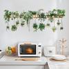 3D Green Plants Wall Stickers Potted Hanging Baskets Vinyl Mural Art Decals for Kitchen Study Living Room Decoration