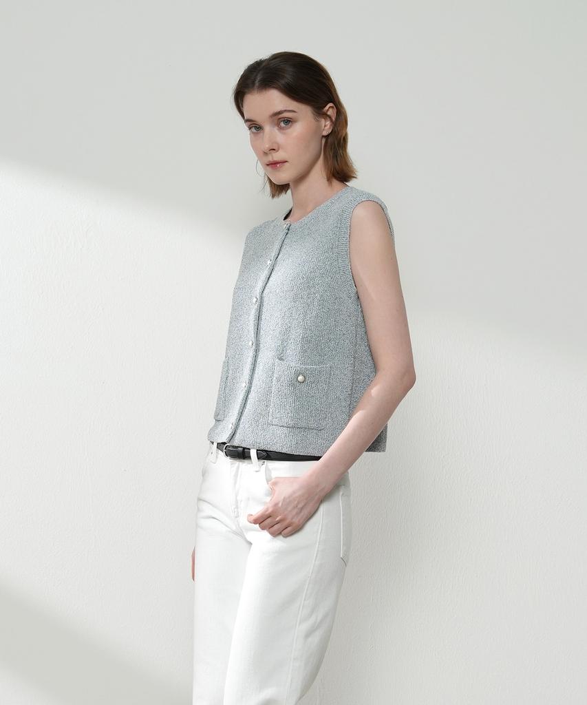 Omiou Airy Boucle Tweed Vest Knit 5 Colors
