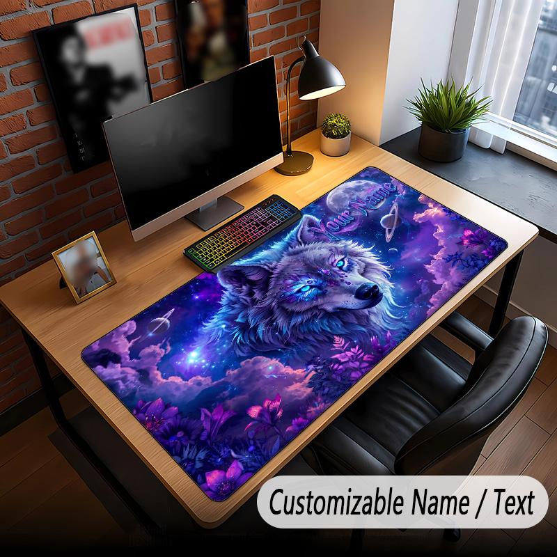 Wolf Theme Custom Mouse Pad Personalized With Name Text Customized Desk Mat For Office Home Decor