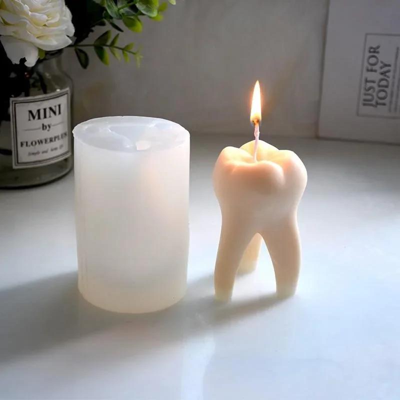 Creative Shape Handmade Large 3D Dental Silicone Candle Mold Simulation Teeth Aromatherapy Gypsum Resin Soap Baking Mould