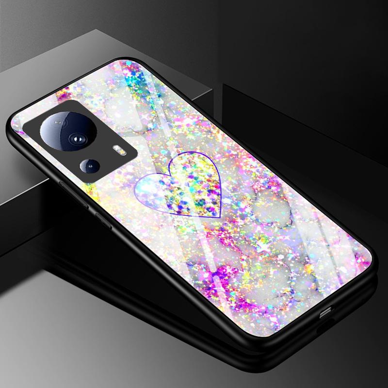 Gehärtetes Glas Hülle für Xiaomi 13 Lite 5G Cover 13Lite Bemalte Harte Hülle für Xiaomi Mi 13 Lite Handy TPU Stoßfänger Xiaomi13Lite