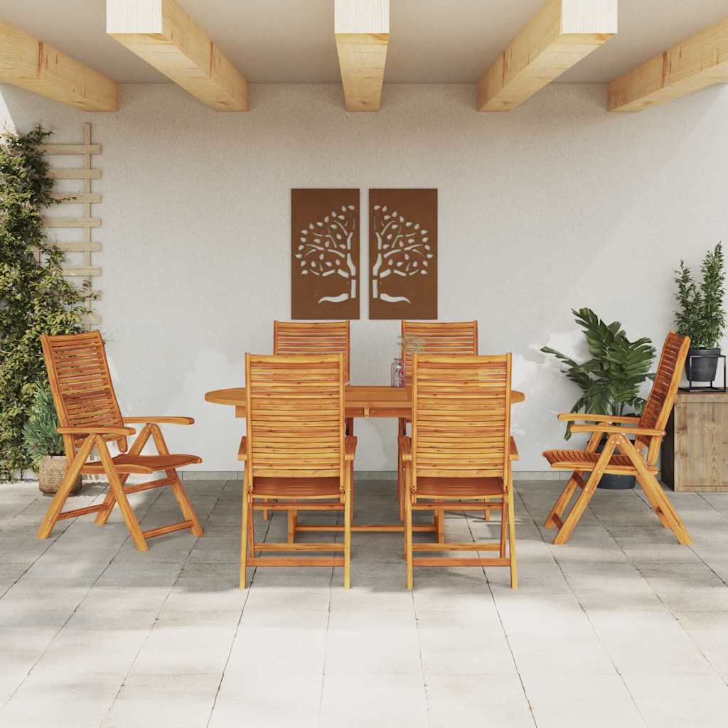 Garden Dining Set 7 Pcs Brown Solid Acacia Wood