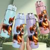 1PC Cute Dachshund Dog Portrait Print 750ml Color Plastic Sports Water Bottle Leakproof Flip Straw Lid Suitable for Sports Office Home Use