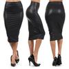 Modisch Sexy Ol Damenkleid Imitiert Leder Hohe Taille Knielang Damen Bleistiftrock EMA