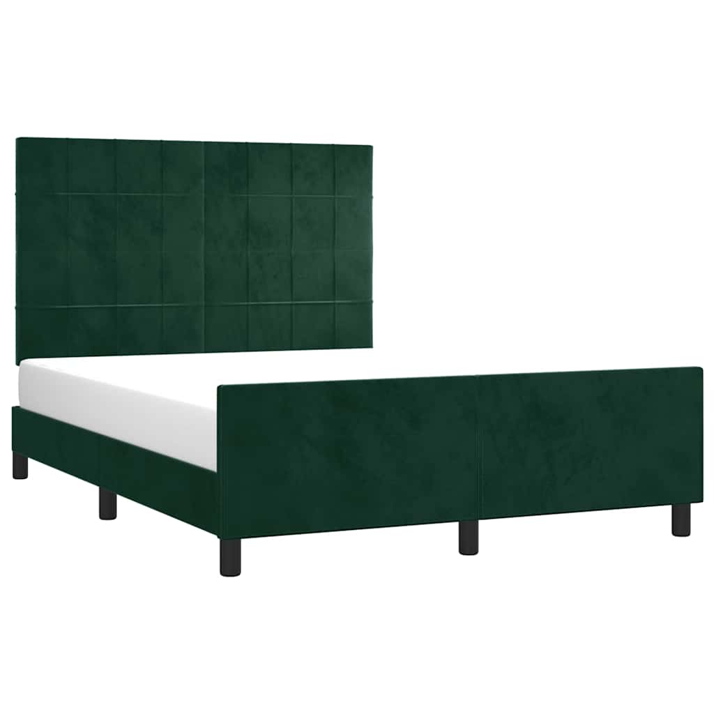 Bed Frame Without Mattress Dark Green 140 X 190 Cm Velvet
