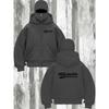 Letter Printed Hooded Zipper Sweatshirt | Neutral, Fashionable, Casual, Sports Warm Jacket with Pockets, Loose Fit