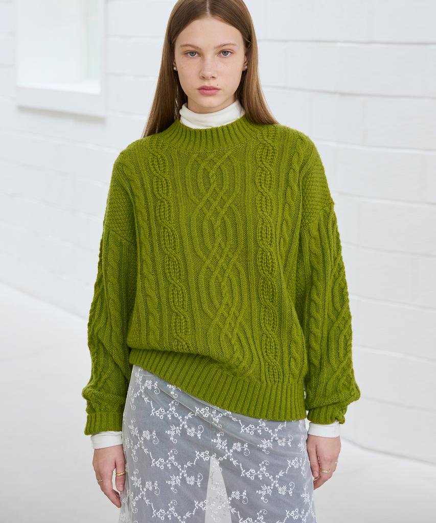 Deuloupisumeon Mohair Cable Pullover Knit [Ivory]