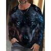Vintage vīriešu T-krekls ar garām piedurknēm 3d Print Krekli Modes Animal Wolf Graphics Apģērbi Piedurkņu Topi Vīriešu Lielizmēra Streetwear Top
