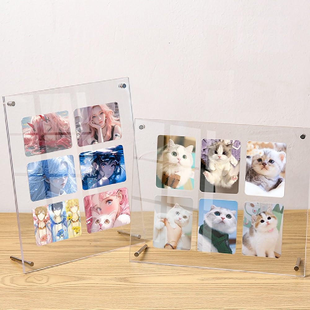 Siawadeky Karten-Display 4 Vollständige Karten 3 Schichten Einzelne Schraube Acryl Kratzfestigkeit Verschlechterung Karte Kompatibel mit Sammel-Anime-Charakterkarten Hülle,