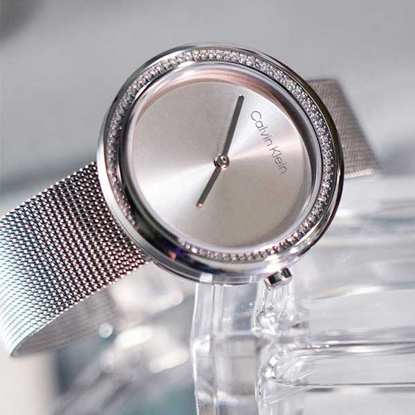 Calvin Klein Fashion Series Watch Quartz Movement Stainless Steel Strap Pink Dial Women Watches 25200149