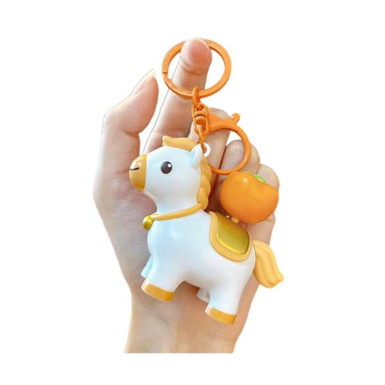  Porte-clés Portable Design Cheval Rotatif Anneau de Clé Taille Compacte Breloque Cheval Miniature Jouet Décompression