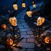 Outdoor LED Lights for Lawn Decor Solar Crow Skull Light, Waterproof Halloween Pathway Gothic Weatherproof Outside On Skeleton Head Stake Lamp Garden,