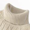Men's Turtleneck Sweater Solid Color High Neck Pullover Knitted Sweaters Casual Elastic Sweatwear Mens Fall Winter
