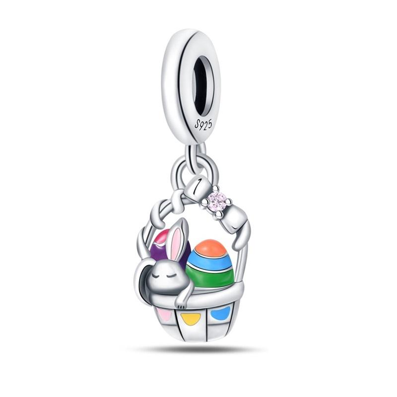 925 Silver Color Cat Bear Elephant Rabbit Cute Pink Animal Charms Bead Fit 925 Original Bracelets Fine DIY Jewelry Gifts