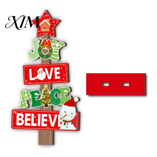 Unique Holiday Tree Ornaments 2D Wooden Christmas Tabletop Ornaments, Xmas Santa Colorful Room Snowman Sign with Stand, Party Decorations Festive