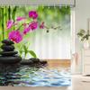 Green Plant Bamboo Shower Curtain Bathroom Bath Curtain Waterproof Polyester 3D Printed Trees 180*200cm Bath Screen With Hooks