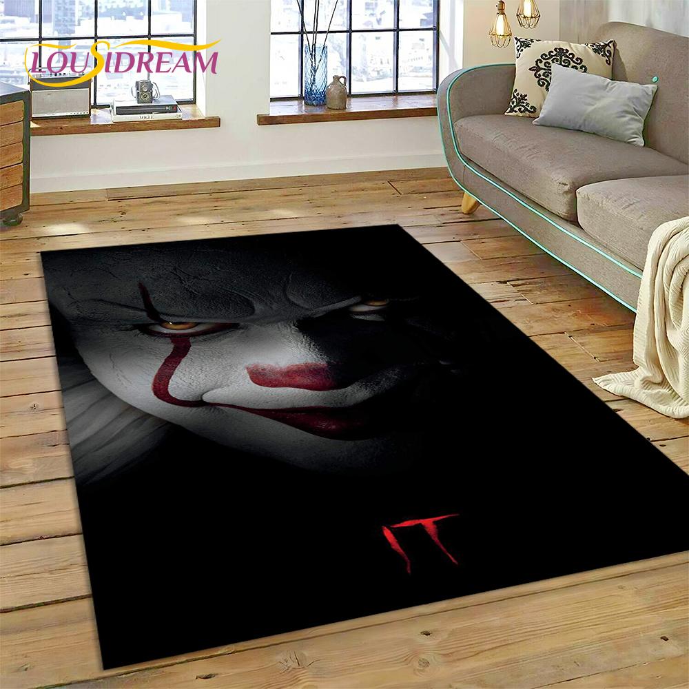 Horror Movie Character Chucky Pennywise Halloween Carpet Rug for Bedroom Living Room Home Sofa Decoration,Large Decor Floor Mat