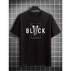 Men's Summer 100% Pure  Fashionable Casual Loose Creative Letter Printed Sports Round Neck Short Sleeved T-shirt Top