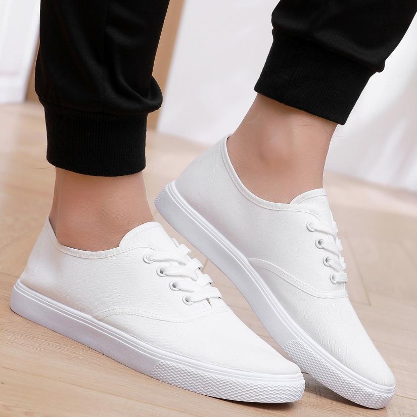 Lace-Up Canvas Shoes Men'S Low-Top Versatile Men'S Single Shoes Student Shoes Casual One-Pedal Couple White Shoes Men And Women The Same Style