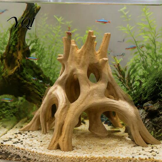 Aquarium Root Decoration 3D Printed Cave Hideout, Hollow Tree Shaped Fish Tank Decoration, Safe Landscaping Shrimp Breeding Shelter for Shrimp,