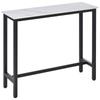 Tavolo Alto Rettangolare, Tavolino Effetto Legno per Spazi Piccoli, Colazione, Pranzo, Cucina, Industriale, Bianco e Nero