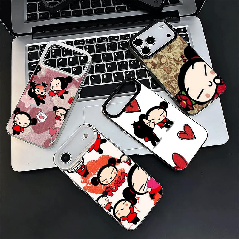 Cartoon Niedliche Pucca Garu Weiche Handyhülle für iPhone 15 16 17 Pro Max 17Air 16E 14 Plus 13 12 Mini Stoßfeste Hülle Rückschale