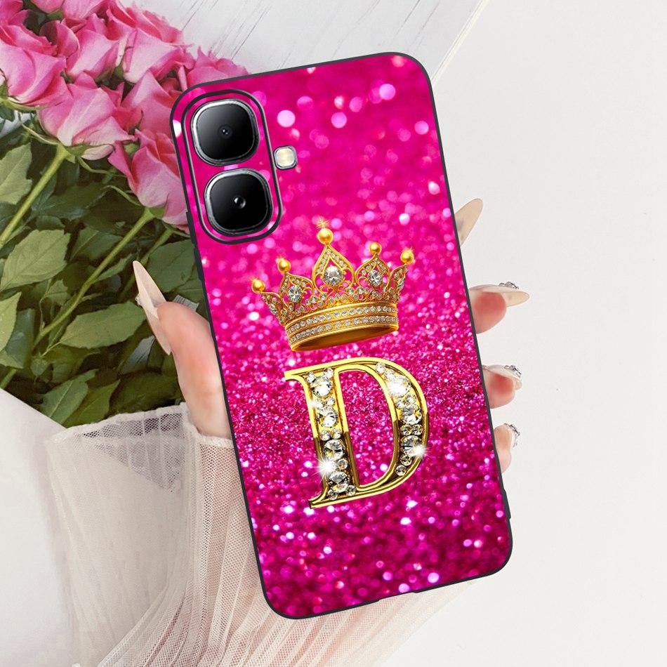 For Infinix Smart 20 X6840 X6840B Crown Letter Phone Case For Infinix Smart20 Black Silicone Soft Cases