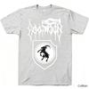Nostalgic - Dark Metal - Retro Military - Vibe Crew Neck T - Shirt Displaying A Retro - Style Heroic Motif Music Band