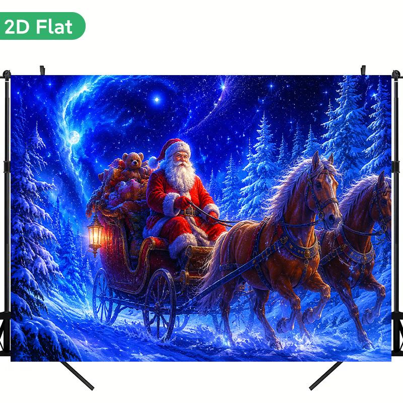 1Pcs Santa Sleigh in Snow Decoration Background Winter Backdrop Decorations For Photo Studio Photo Booth Christmas Party