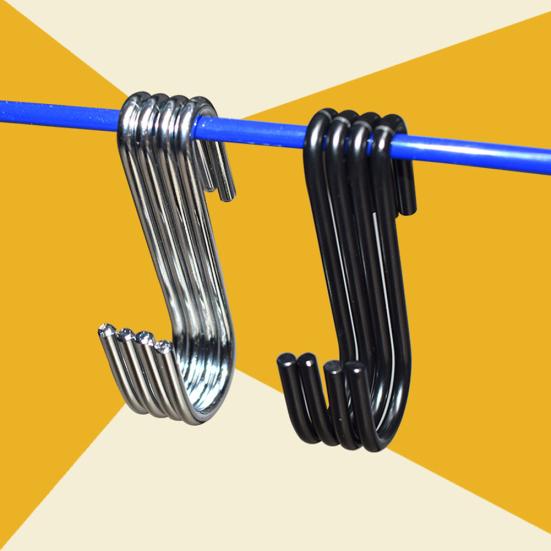 4/8Pcs S-shaped Stainless Steel Hanging Hooks Kitchen Bathroom Hangers Holder