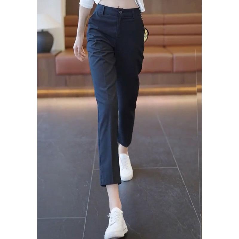 2023 Primavera Autunno ed Estate Moda Avanzata Semplice Pendolarismo Vita Alta Bottone Tasca Casual Larghi Gamba Dritta Pantaloni da Abito