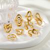 Vnox 2025 New Trendy Stainless Steel Line Open Ring With Shiny Zircon,18K Gold Plated Geometric Chunky Wedding Ring Jewelry Gift