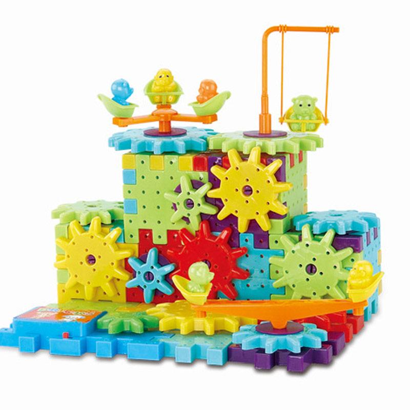 Chaud 81 Pièces Engrenages Électriques Puzzle 3D Kits de Modélisme Blocs de Construction en Plastique Jouets Éducatifs Pour Enfants Enfants Cadeaux de Noël