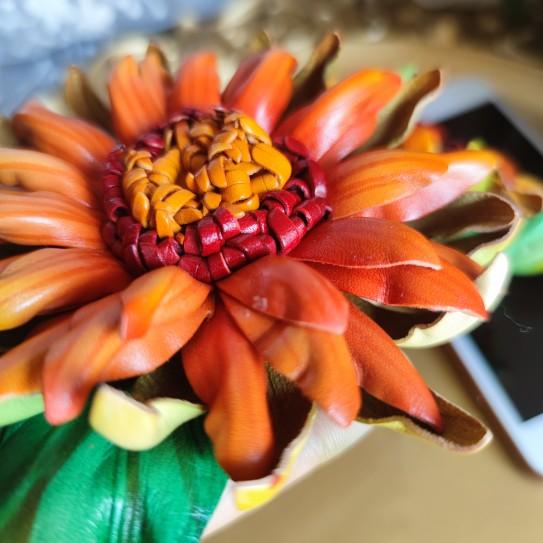 Pure Cowhide Original Oversized Oil Painting Exaggerated Pure Handmade Sunflower Bag Pendant