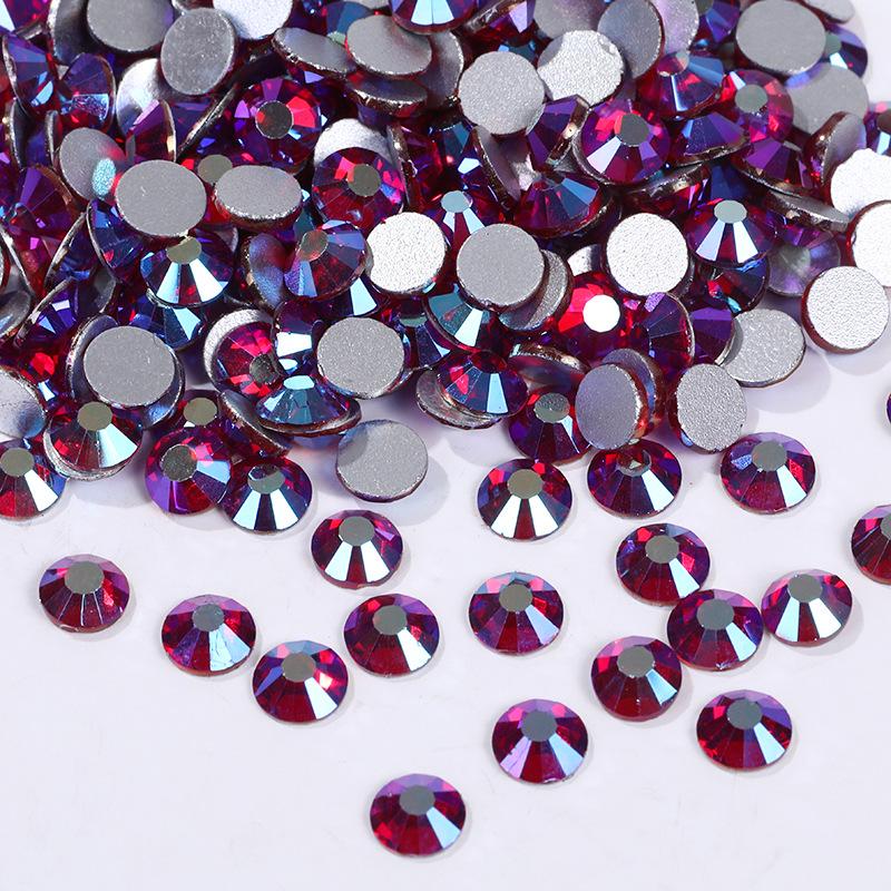 Color Ab Crystal Glass Flat Bottom Drill Round Nail Drill Diy Colorful Nail Jewelry