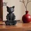 Showcase Cat Ornament 3D Printed Knight Figurine, Meditating Desk Decor with Zen Warrior Pose, Bay Window Statue Minimalist Frosted Animal Sculpture