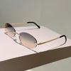 Rimless Oval Sunglasses Men Fashion Gradient Decor Shades Glasses Women New Trendy Vintage Brand Design Casual Eyewear