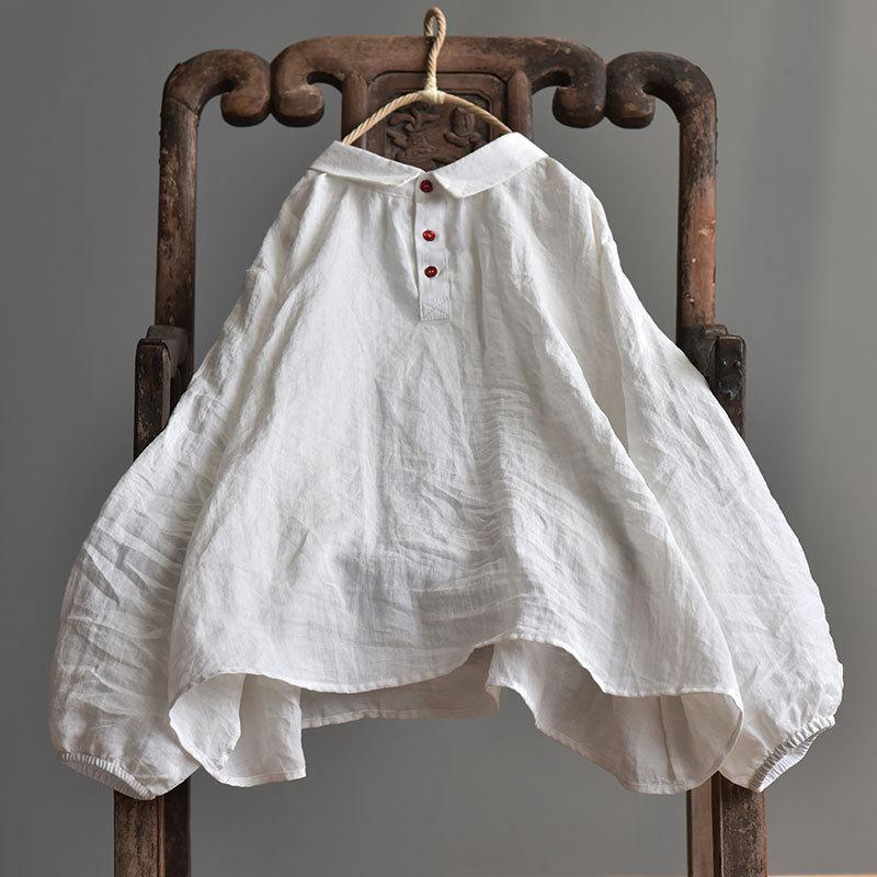 Johnature Frauen Kleidung Vintage Bluse Frühling Hemd drehen-unten Kragen Taste Volle Hülse Lose Freizeit Damen Tops